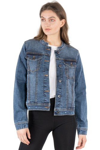 Women basic collarless denim - basic,