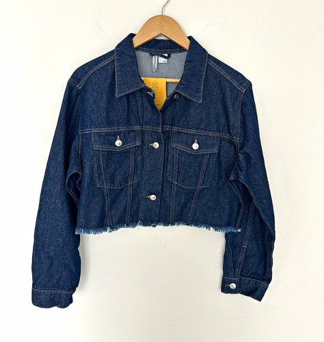 Cropped raw denim jacket - h&m,