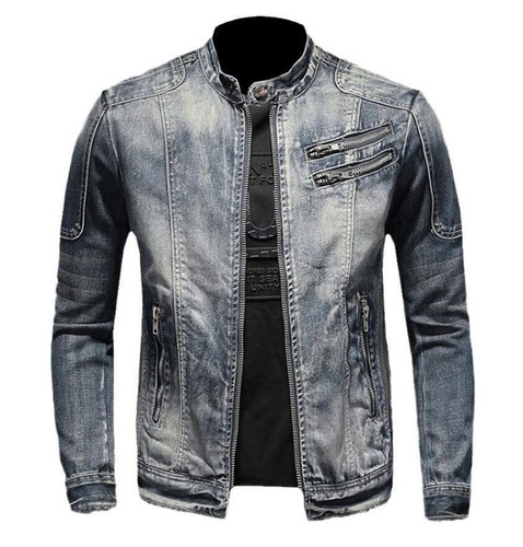 Men blue denim jacket band - men's,