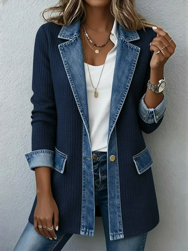 Womens denim patchwork - womens, blazer