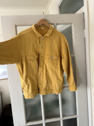 Yellow oversized denim jacket - yellow,