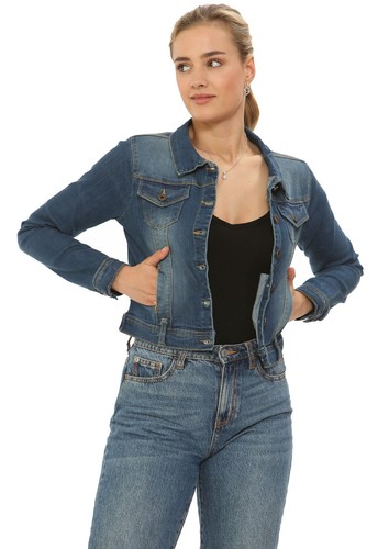 Womens basic denim crop jacket - basic,