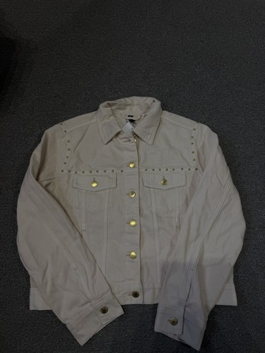 Cream studded denim jacket - h&m,