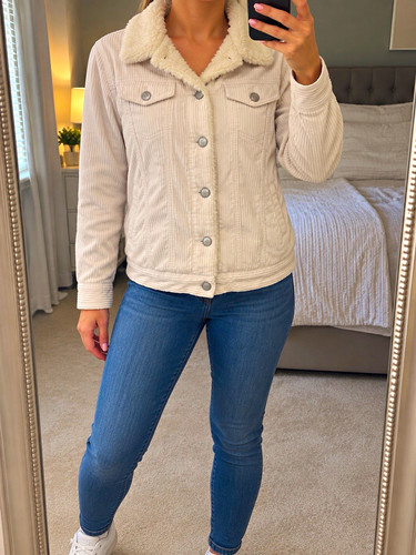 Denim cream corduroy faux - cream,