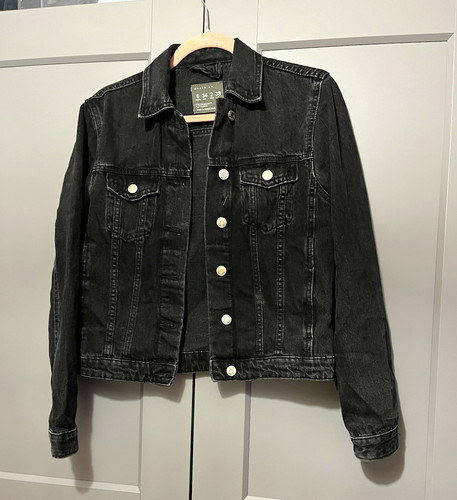 Black denim jacket button - black,