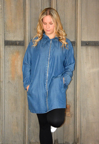 Dark blue wash denim - dark, zip