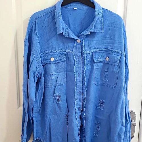 Woman blue denim button - woman,