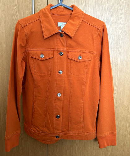 Orange denim jacket - orange,