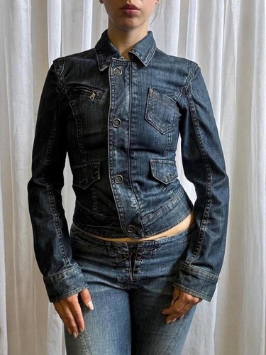 Y2k denim jean jacket dark - denim,