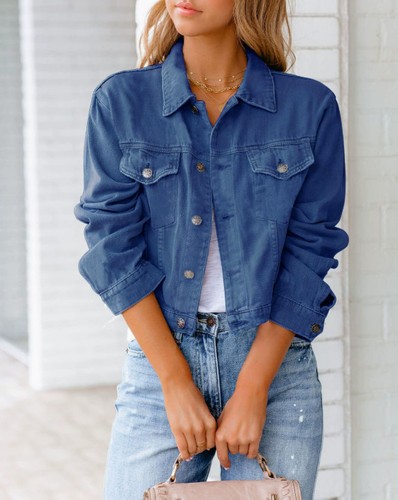 Women cropped denim jacket - women's,